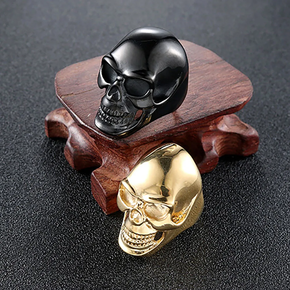 

Big Pretty Fashion Style Skull Ring Vintage Punk Men Black Ghost Head Ring Special Design Jewelry 2018 Gift
