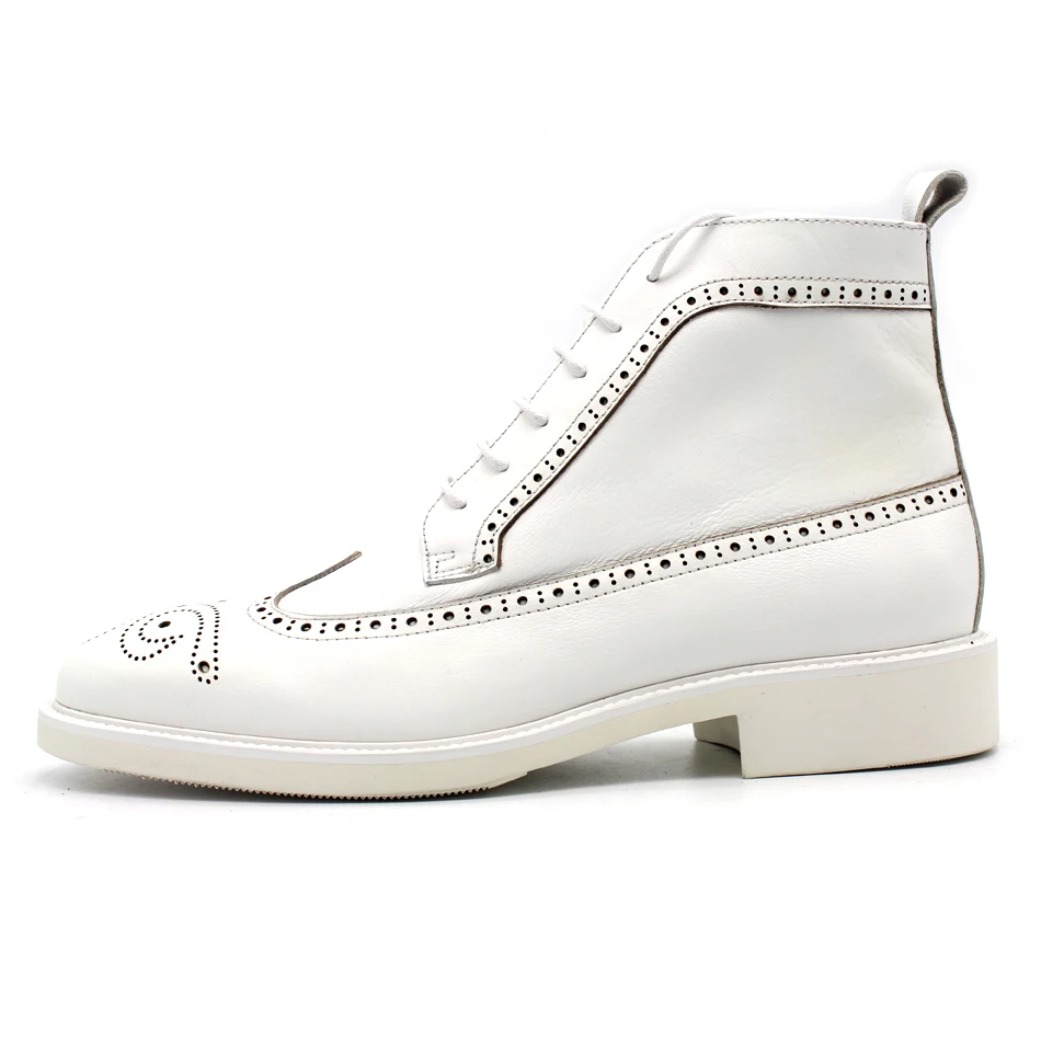 Классические белые короткие ботинки на шнуровке с перфорацией «bullock» Мужская обувь высококачественные повседневные ботинки ручной работы из натуральной кожи