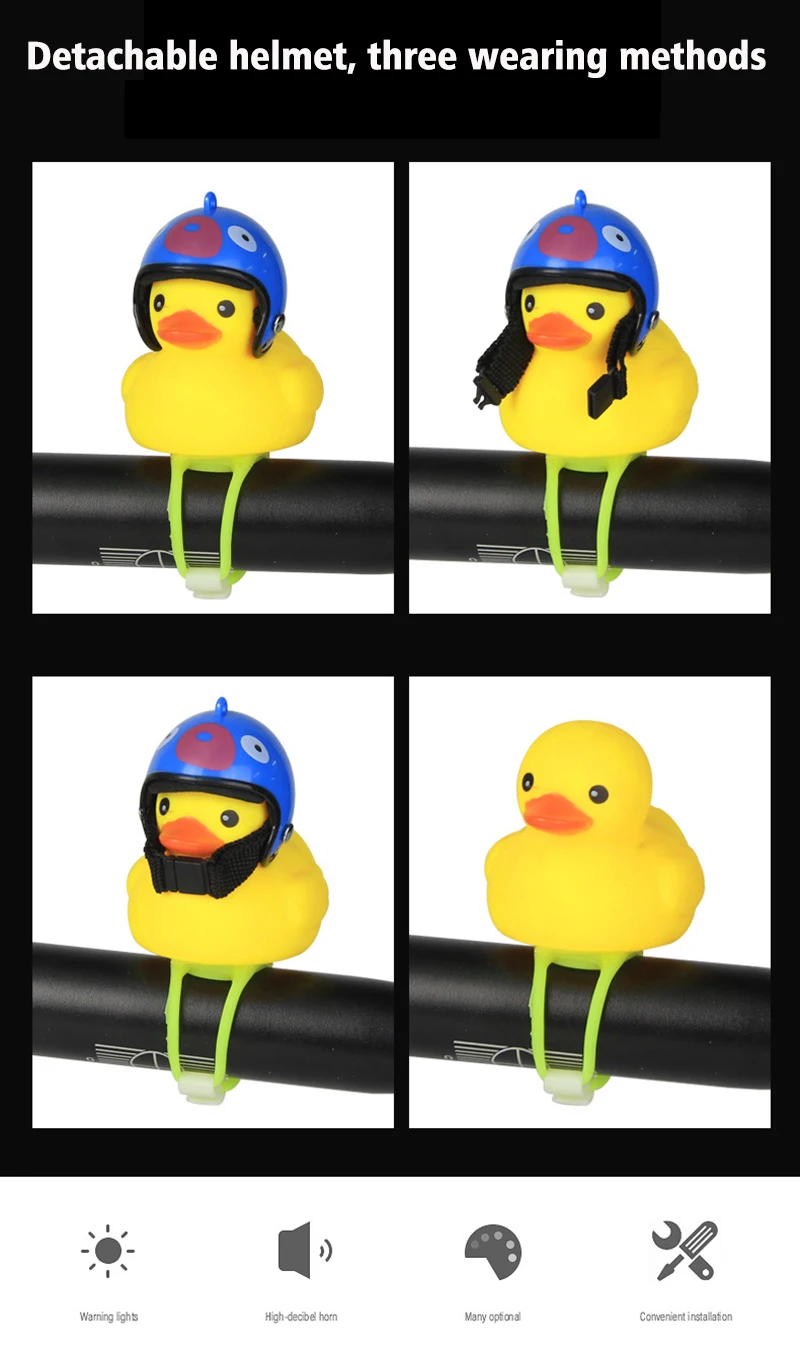 Top New bicycle bell yellow duck bicycle helmet light bike motorcycle bell child bike handlebar horn light Ring Bike Accessories 2