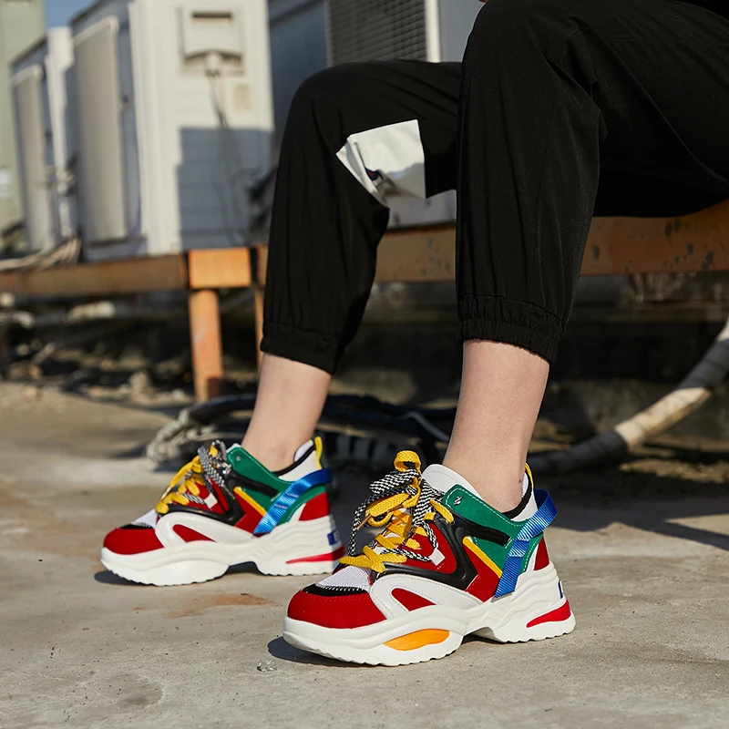multi color sneakers