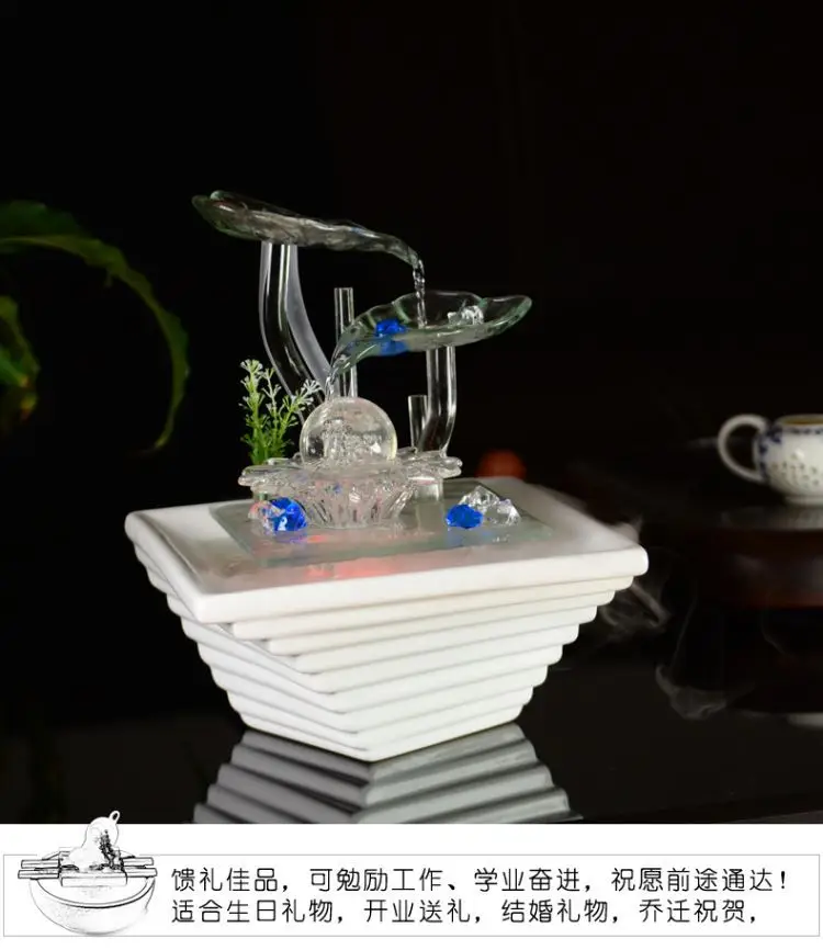 Керамический фонтан фэн-шуй колесо фонтан для гостиной увлажнитель Настольный фонтан статуэтки миниатюры