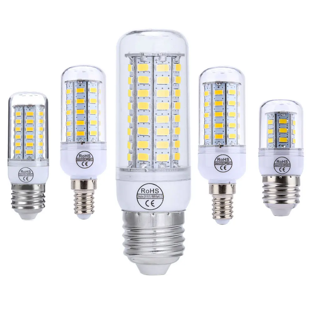 BUYBAY E27 E14 светодиодный лампы 220V Светодиодная лампа кукуруза 24 48 56 72 s SMD5730