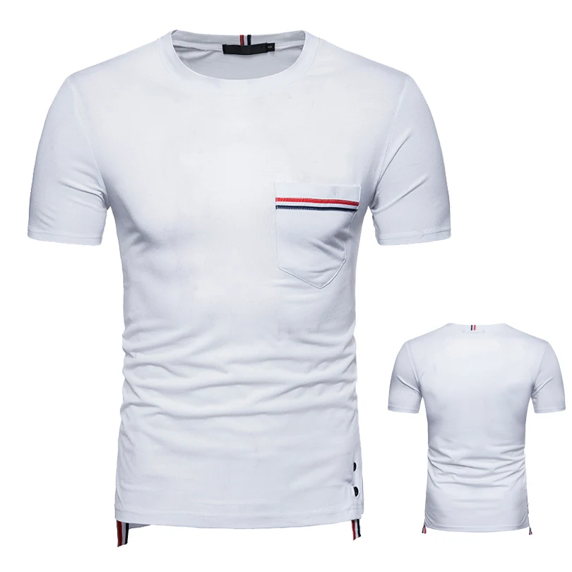

BINHIIRO new mens tshirts Summer cotton casual solid slim tee shirt homme o-neck Short sleeve Black White Light Grey tops tee