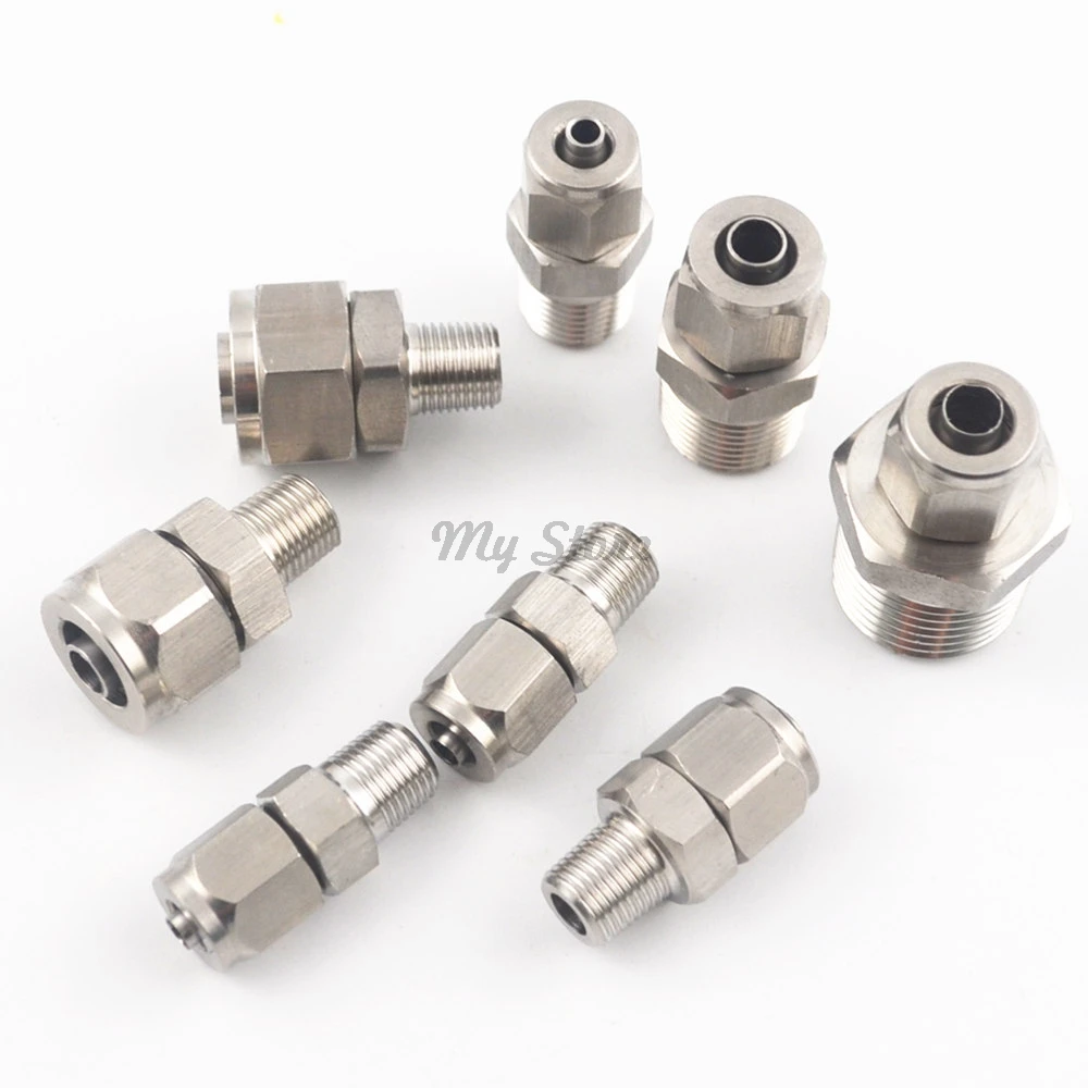 

1pc quick connectors Tube Pipe Fittings Threaded Male Connector Stainless Steel SS 304