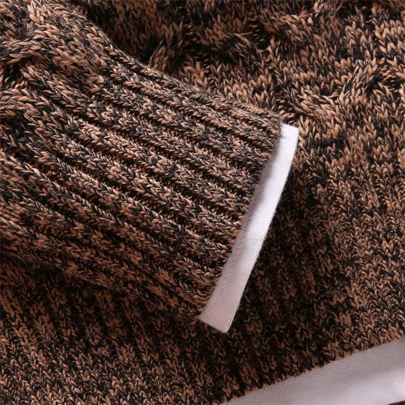Цветной шерстяной толстый твист свитер пуловеры для мужчин осень зима мужские свитера Рубашка винтажный теплый пуловер мужской коричневый красный черный