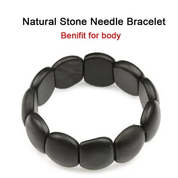 

Black Natural Stone Needle Masajeador Bracelet Benefits Tools For Women Men Health Care Made Of Stone Needle Jade Bian Bracelet