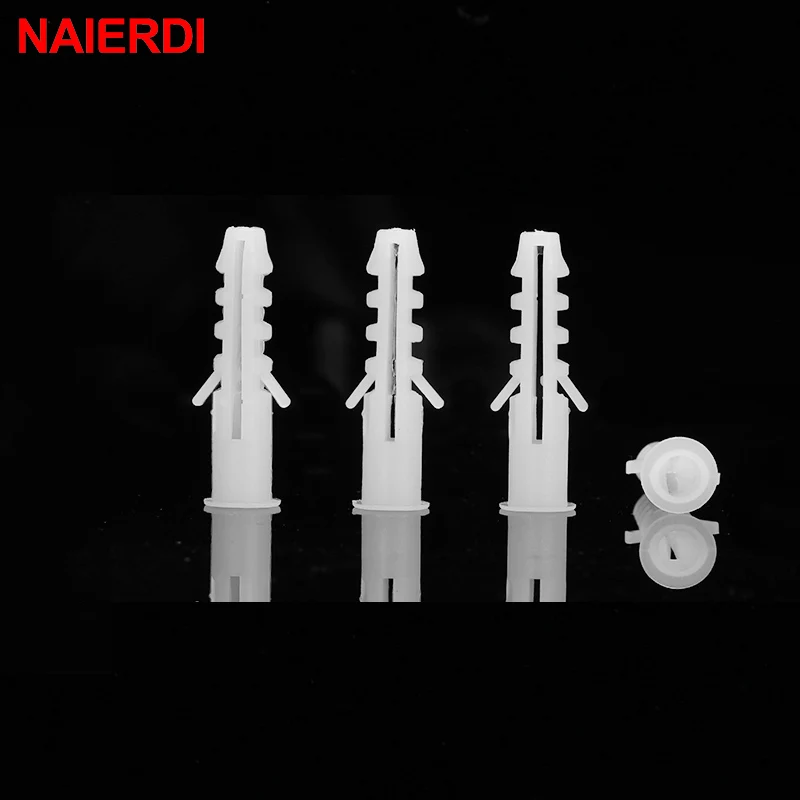 50PCS NAIERDI 5-8mm Screws M5-M8 Rubber Expansion Pipe Flat Round Head Self-Tapping Screw Nylon Tube Wall Wood Hardware Tool