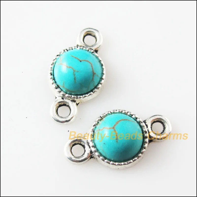 Новый 20 шт. ретро тибетский серебристый Круглый Подвески Разъемы 10x18.5mm |