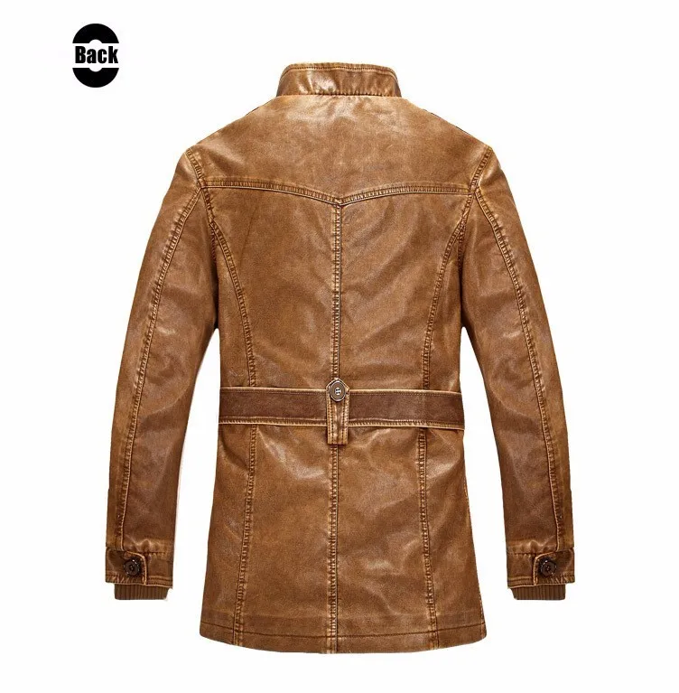 Зимняя мужская куртка из искусственной кожи, мотоциклетная куртка, толстая Флисовая теплая верхняя одежда, приталенное мужское кожаное пальто, брендовая одежда SA557