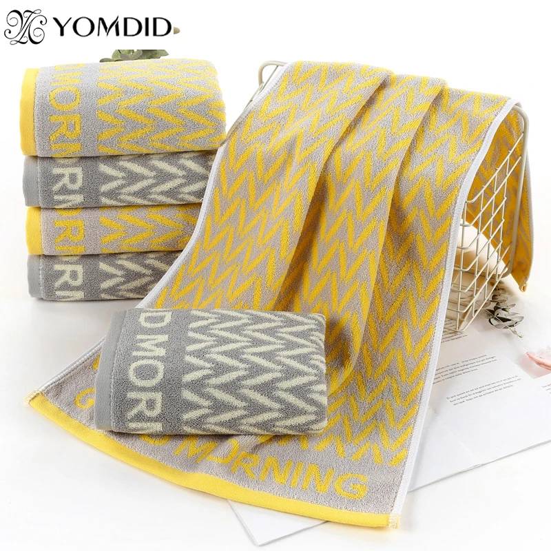 

2 Color Available Cotton Face Towel Good Morning Jacquard Towels Home Bathroom Decor Wall Hanging Wash Face towel Striped