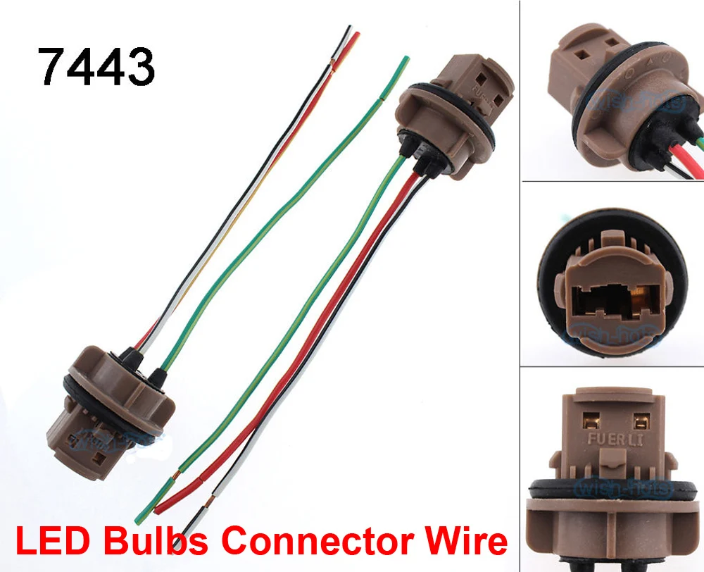 

2PCS 7443 T20 LED Bulbs Holder Socket Wire Connector Extension Reverse Stop Harness Line 1156 1157 3156 7440 BA15S P21W BA15D