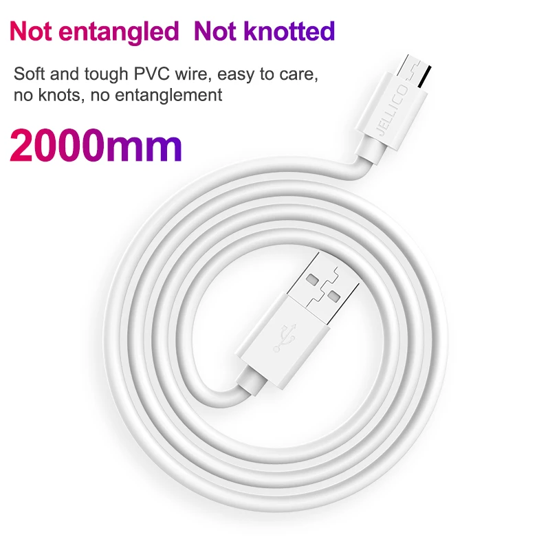 Jellico 2A كابل يو إس بي سريع الشحن المصغّر usb كابل شاحن هاتف محمول يعمل بنظام تشغيل أندرويد كابل شاحن مزامنة البيانات لسامسونج A7 S7 هواوي Xiaomi