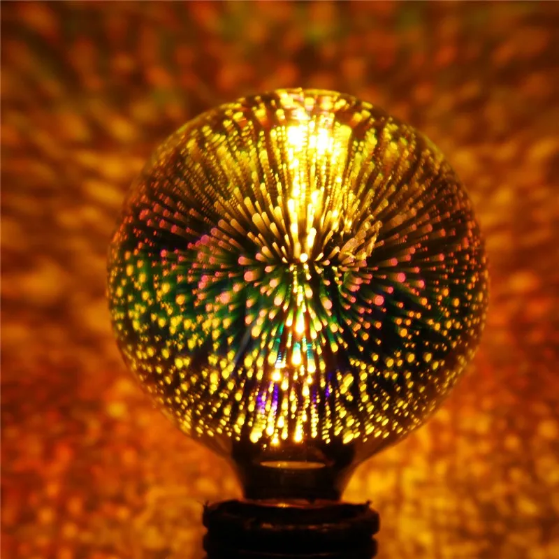 3D фейерверк E27 G95 LED просто Ретро Декор Стекло Красочные Подвесные лампочки