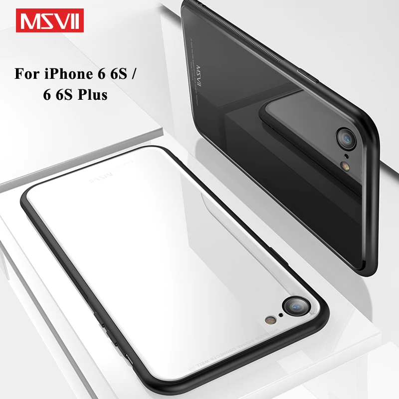 MSVII Cover For iPhone 6 6s 7 8 Plus Case X Coque For Apple iPhone X Case Silicone Mirror Glass Cover For iPhone XR XS MAX Cases