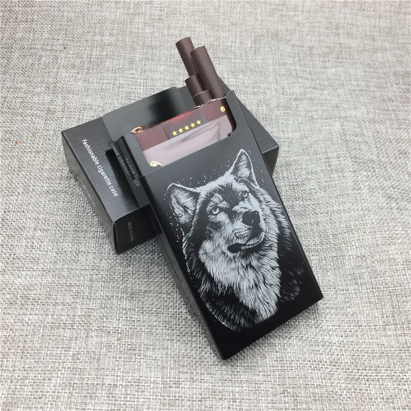 Персональный волчий Тотем алюминиевый сплав портативный чехол для сигарет лазерный резной волк не выцветает портсигар курительные Держатели
