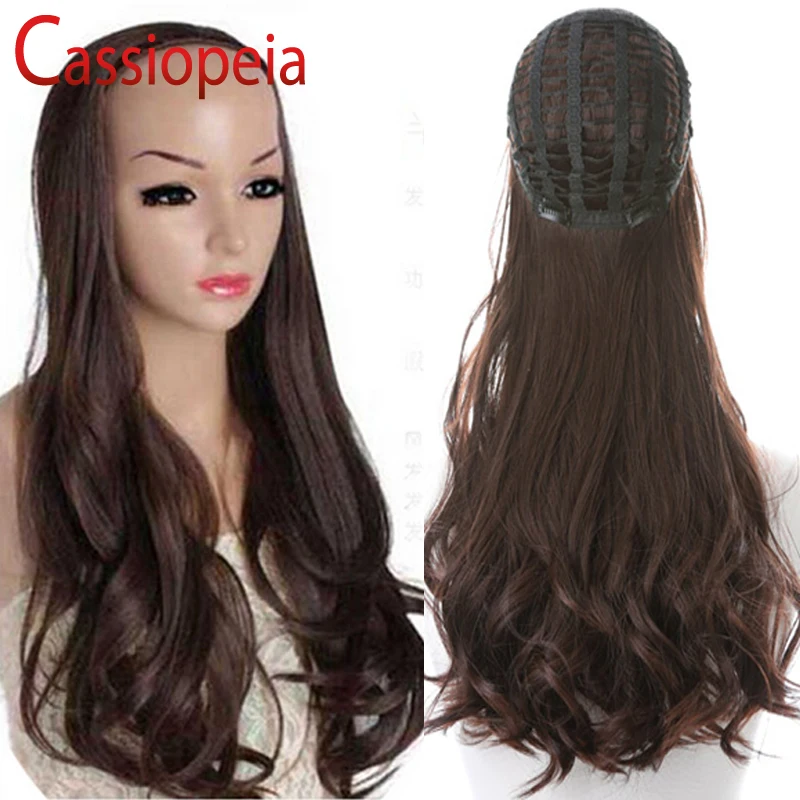 Wavy Human Hair Half Wigs Virgin Brazilian 3 4 Remy Human Hair