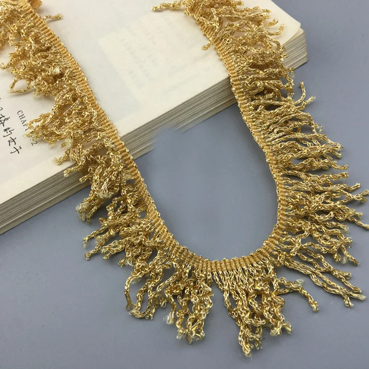 5 yard 4cm 1.57" wide gold tassel fringes embroidery tapes lace trim