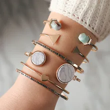Ubuhle 6 Pcs Vintage Heart Cuff Bracelet Bangles for Women Gold Color Open Arrow Knotted Charms Bracelets Jewelry Lover Gifts charming solid color heart cuff bracelet for women