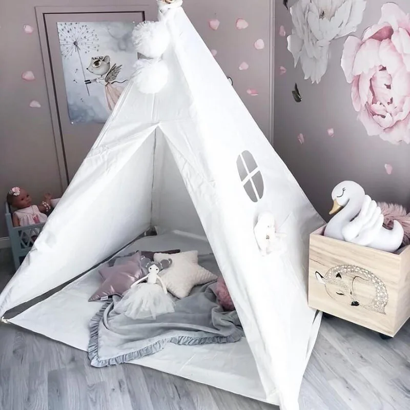  Baby Play Teepee Children's Toys Tent Foldable Indian Wooden Game House Wigwams For Kids Reading Co