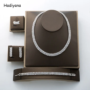Hadiyana Модный кулон в виде лошадиного глаза, ювелирный набор, очаровательный Дубай, кубический цирконий, набор ювелирных аксессуаров, производитель TZ8069 - Окраска металла: white gold