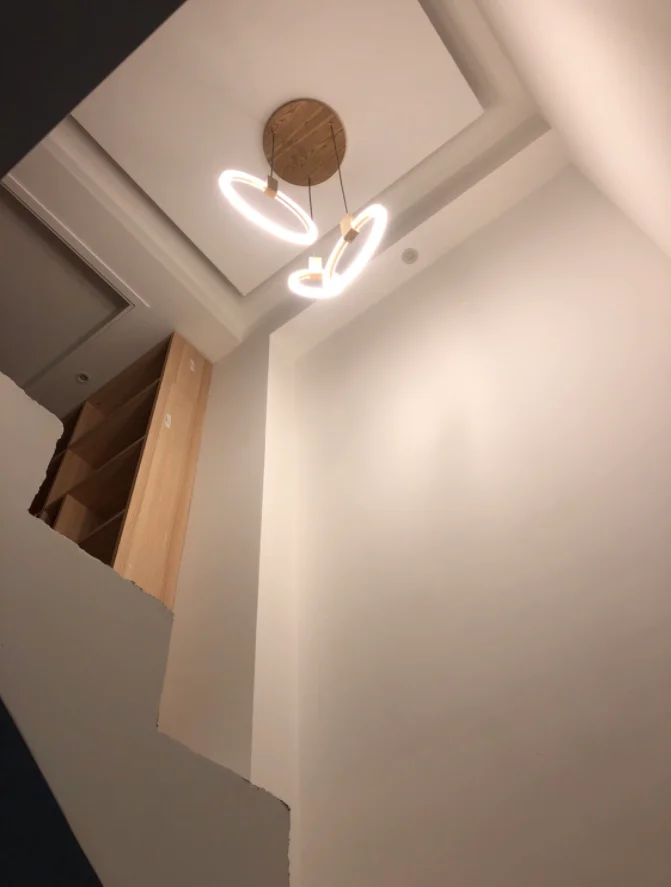 Lustres de Madeira Iluminação da Escada Moderno Nordic Sala Estar Suspenso Lâmpada Quarto Luminárias Anel Luzes Penduradas Led 5 estar suspenso lâmpada quarto luminárias iluminação da escada anel luzes penduradas