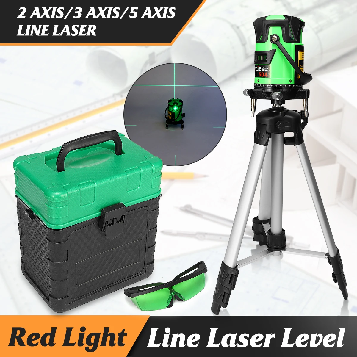

2/3/5 Cross Lines 280 Times Green Laser Level Self-Leveling 360 Rotary Measure Professional Plumb-point 532/520nm Automatic Self