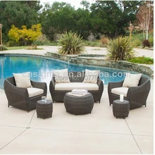 Горячая ротанга открытый сад 6 шт диван-кровать набор