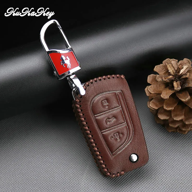 Kukakey кожаный чехол для автомобильных ключей брелок Toyota Corolla levin Highlander 2011 2012 2014 2015