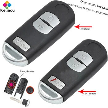 

KEYECU Replacement Remote Key Shell - 2+1/ 3 Buttons & Emergency Key - FOB for Mazda 3 CX-3 CX-5 SKE: 13D-01 FCC ID: WAZSKE13D01