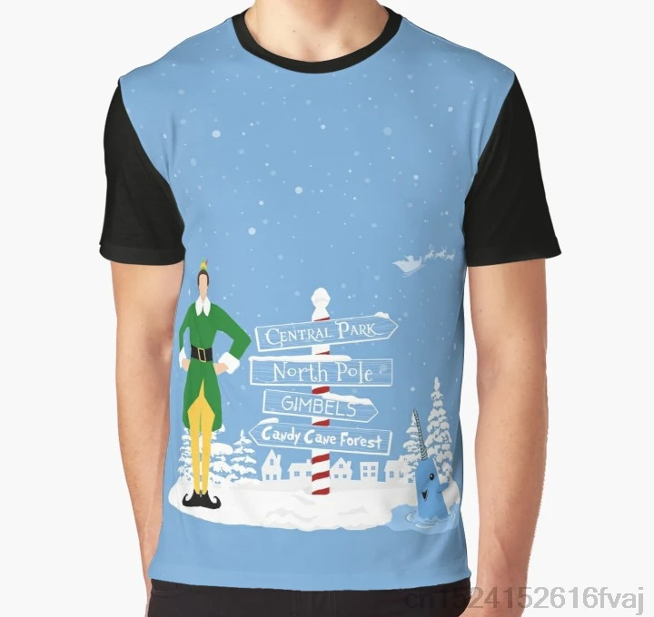 

All Over Print Women T Shirt Men Funny tshirt Buddy the Elf signs and Mr. Narwhal Graphic T-Shirt