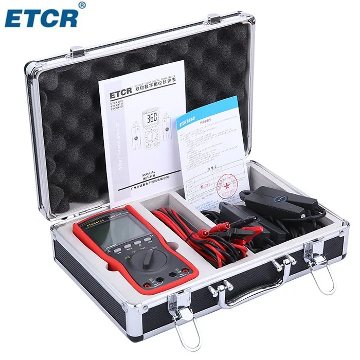 

Guangzhou Iridium Tai ETCR4100 Dual-clamp Digital Phase Meter Three-phase Phase Sequence Phase Meter Power Railway