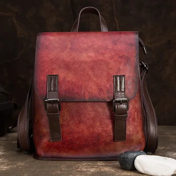 

Genuine Leather Women Backpack Girls School Rucksack Vintage Travel Bag Female Lady Natural Skin Daypack Knapsack