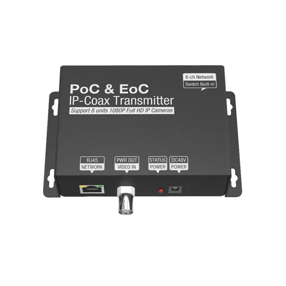 

Master Power Over Coax & Ethernet Over Coax PoC & EoC Transmitter Support 300meters Mega IP Camera & PoC Module Built-in Camera