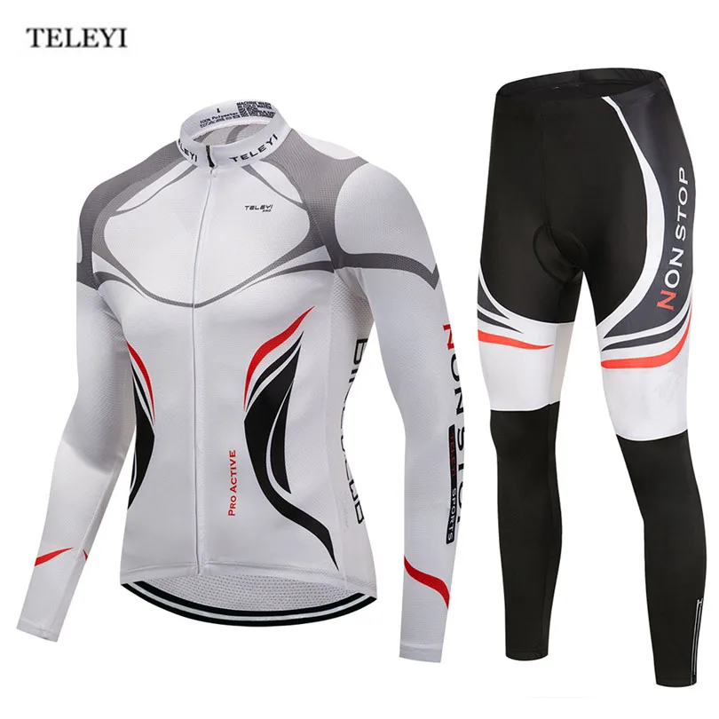 TELEYI Team Pro Sportswear Men's Long Sleeve Cycling Jersey Set Sports