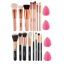 8pcs Rose Gold Makeup Brushes Professional Blusher Eye Shadow Foundation Brush Set+ 2pcs Makeup Sponge pincel maquiagem
