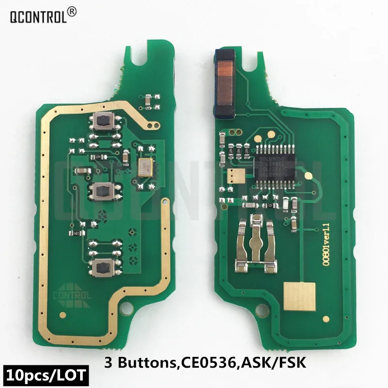 QCONTROL дистанционного ключа электронная схемная плата для peugeot 207 208 307 308 408 CE0536 ASK/FSK сигнала 3 кнопки
