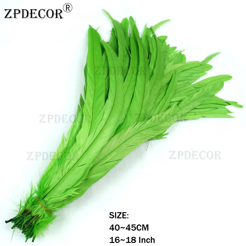 16~ 18 дюймов 40~ 45 см перо петуха или Куриные перья - Color: Green