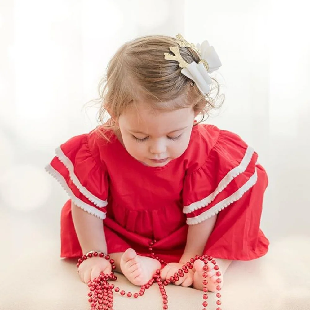 Christmas Clothing Sister Matching Outfits Xmas Kid Baby Girl Clothes Set Red Ruffle Sleeve Dress Top Bib Pants Girls Outfit