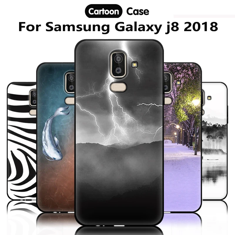 EiiMoo Black Matte Phone Case For Samsung Galaxy J8 2018 Case Cover 3D