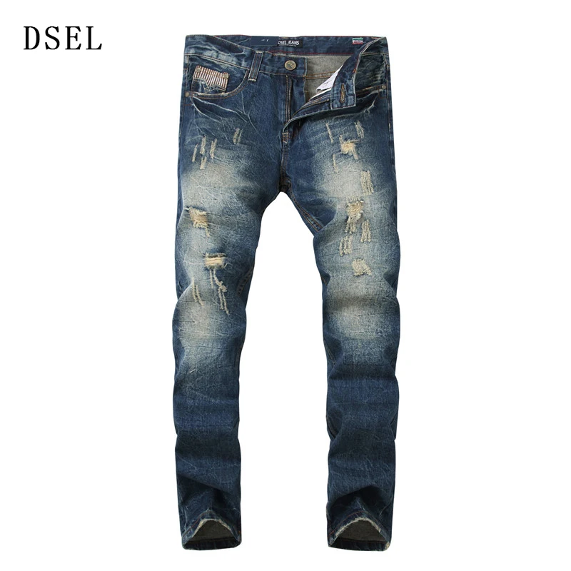 Classic Men s Jeans Men s Cultivate One s Morality Leisure Elastic Jeans Blue 100 Cotton