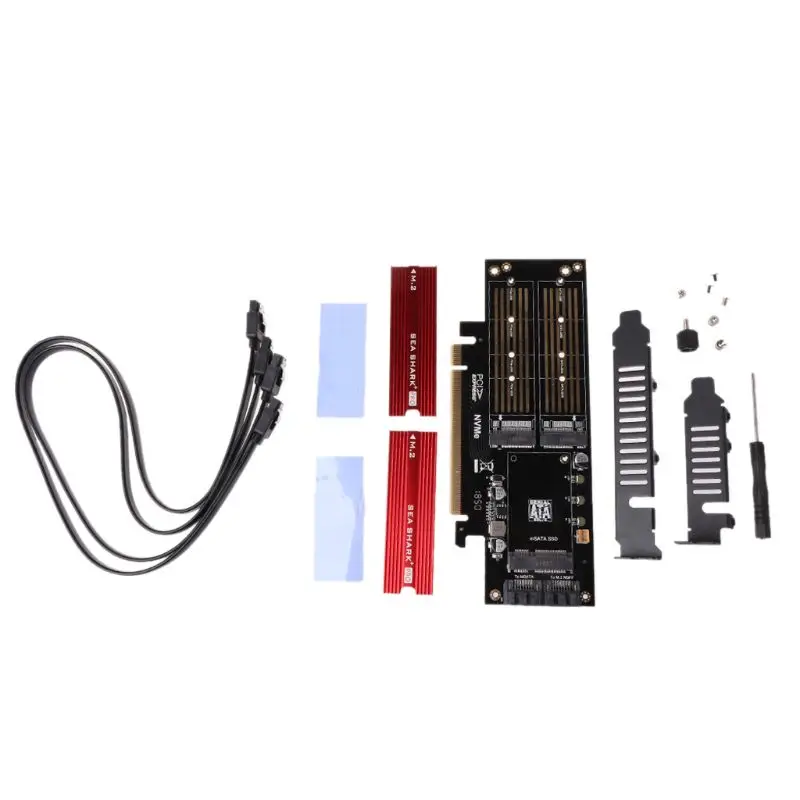 

2019 New 1Set SK16-PRO Full Speed M.2 2280 NVME NGFF Adapter x16 PCI-E3 Aluminum Sheet Thermal Conductivity For Cooling Fan SSD
