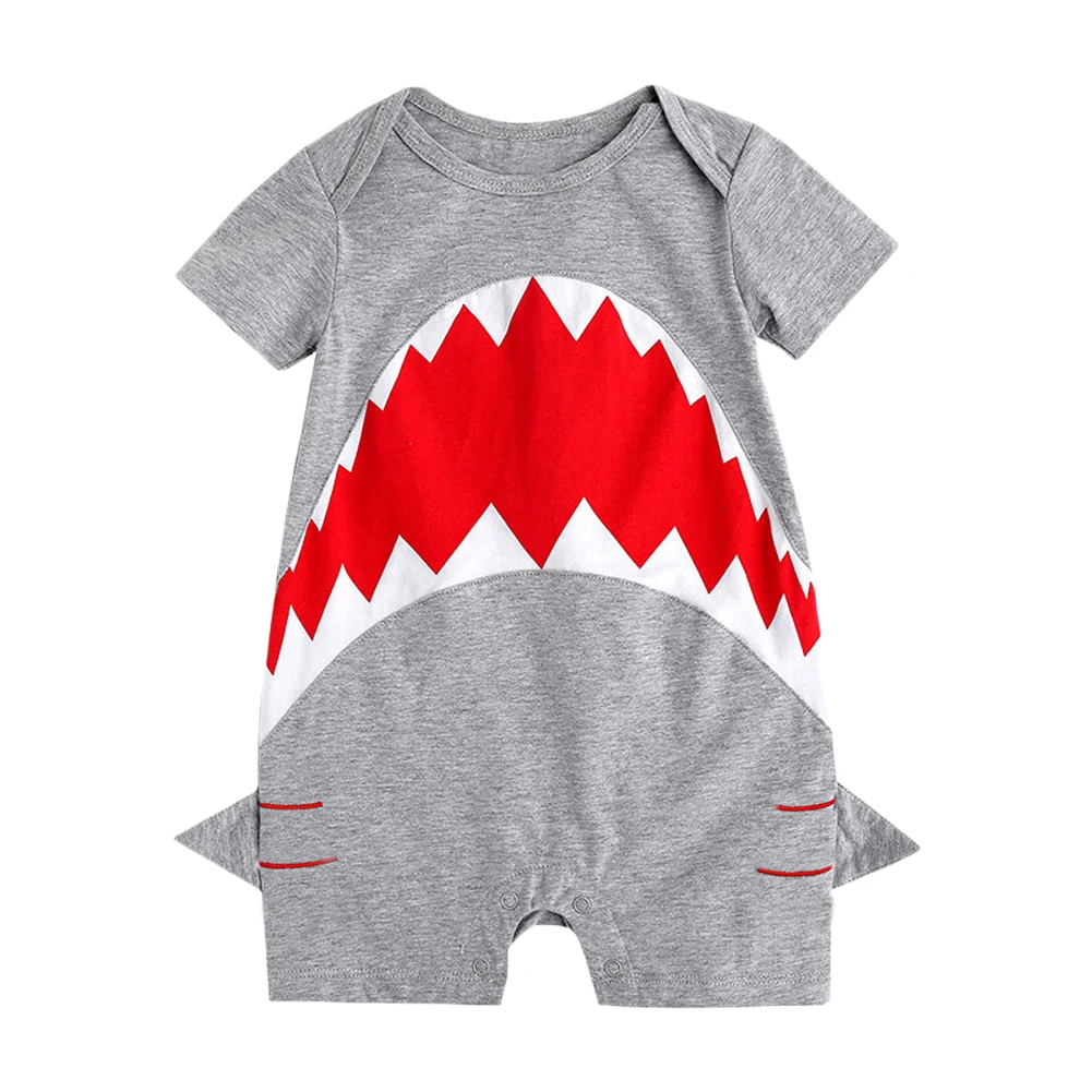 Pudcoco Baby Boy Rompers whale shark Pattern Jumpsuit Summer Newborn Short Sleeve Romper For Clothes Cotton |