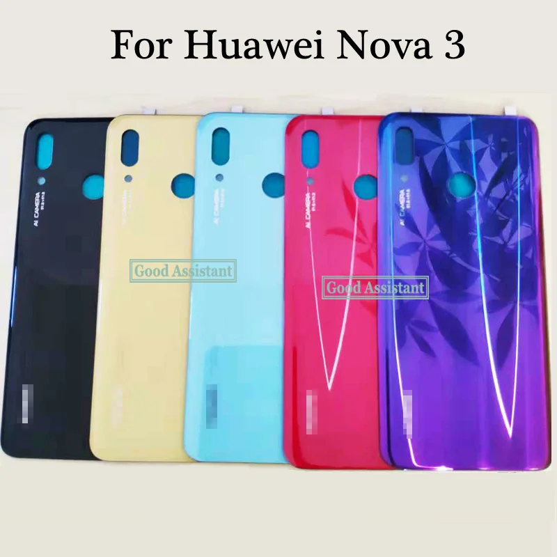 Для huawei Nova 3 Nova3 PAR-AL00 PAR-LX9 PAR-L29 PAR-L11 PAR-LX1 задняя Батарея крышка дверца батарейного Корпус чехол сзади Стекло запчасти