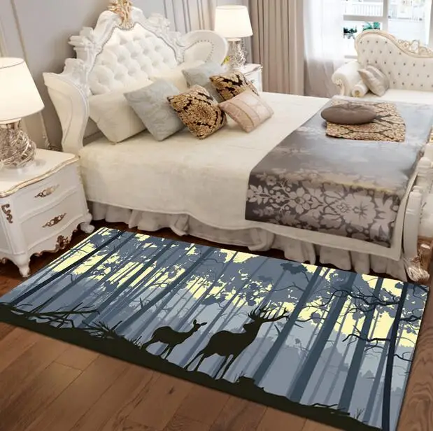 

Nordic Elk Deer printed carpet bedside carpet modern blanket Door Rugs Area Rug For Bedroom Livinfg Room Window Bedside