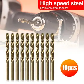 

10pcs M35 High Speed Steel Cobalt Twist Drill Bits Woodworking Metal Tools
