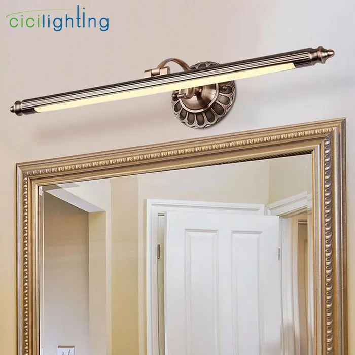 Современный L50cm 70 см 90 см красный Бронзовый светодиодный зеркальный светильник винтажный настенный светильник для ванной длинные настенные бра лампе деко Винтажный Туалетный светильник