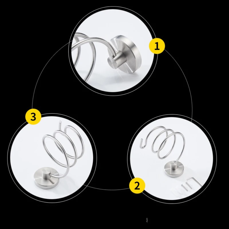 Держатель фена из нержавеющей стали для ванной комнаты, инструменты для ухода за волосами, настенный держатель, хромированная отделка