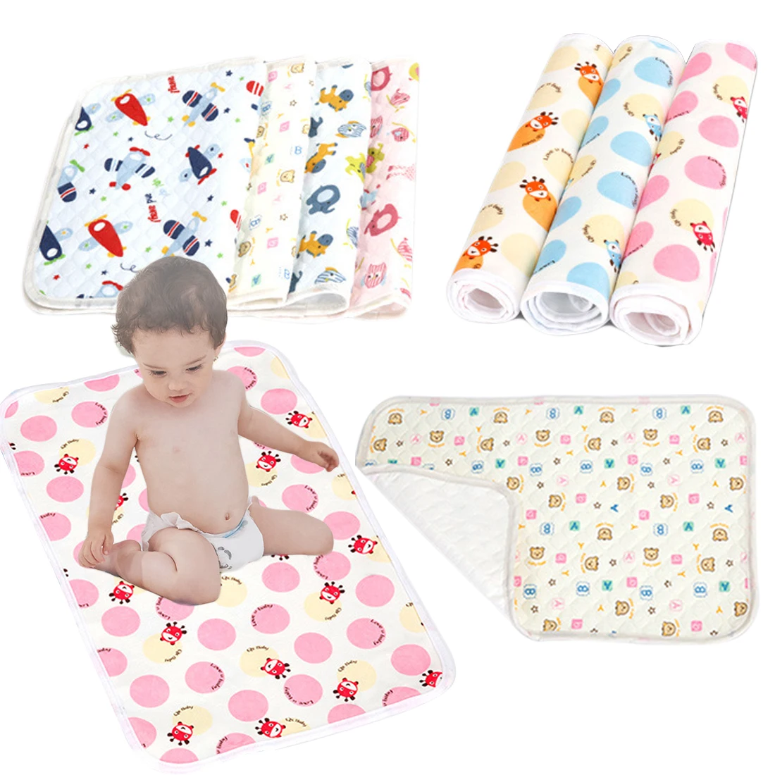 Cartoon Changing Pad Floor mats Cushion Reusable Diaper Baby Changing mat Infants Portable Waterproof Mattress