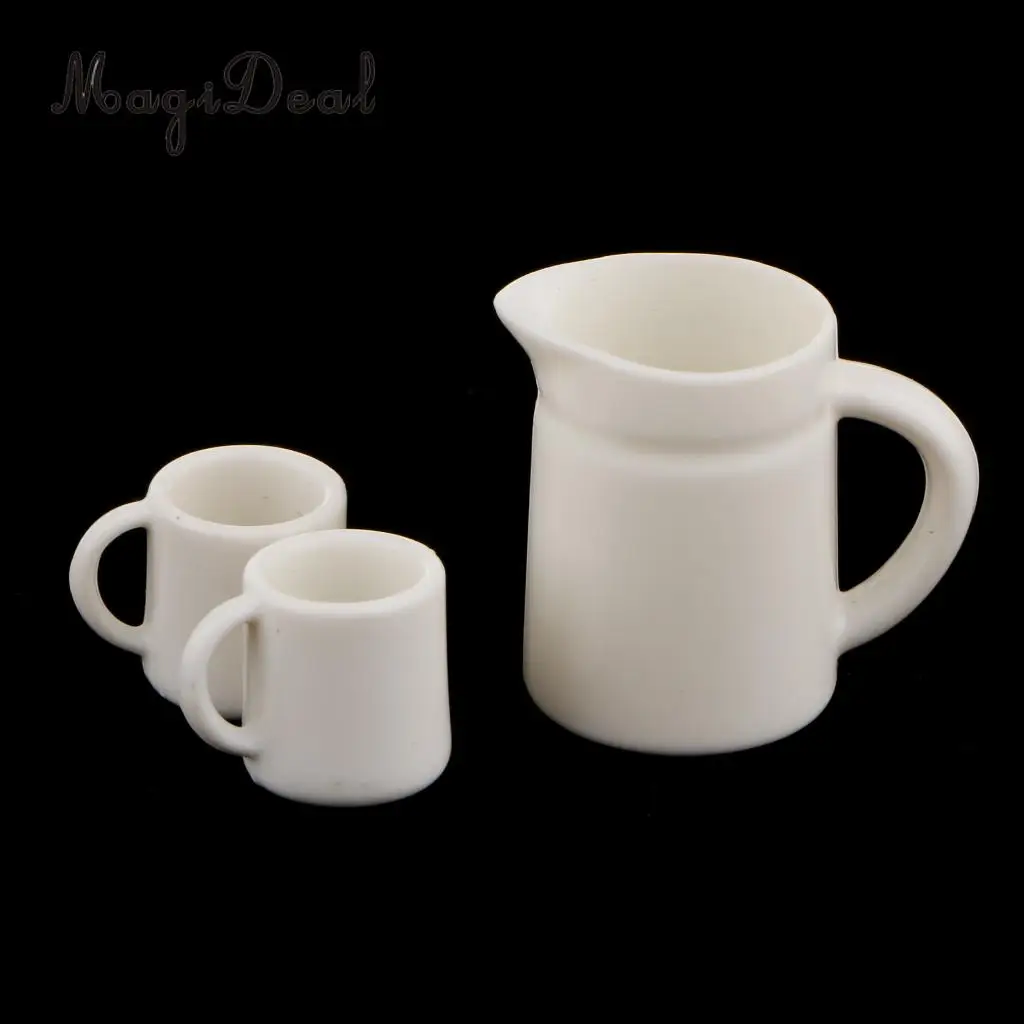MagiDeal 1:12 Dolls House Miniature Tea Coffee Cups & Pot Set for Dollhouse Kitchen Restaurant Decor Kids Pretend Role Play Toy