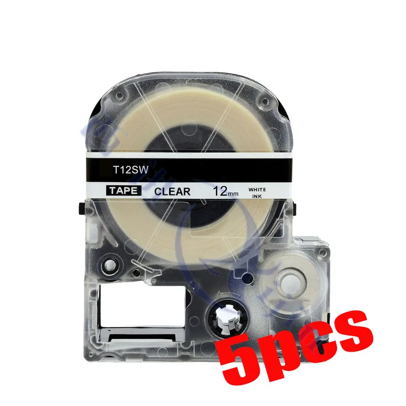 XIJIN 5packs Compatible KingJim Label Printer Tape 12mm Compatible for